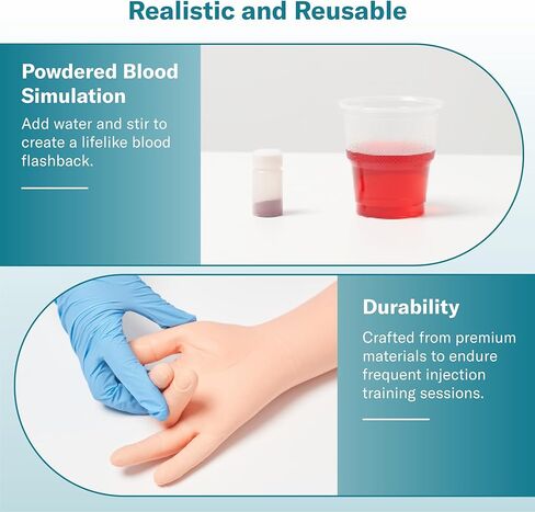 Alcedo Phlebotomy Practice Kit, Complete Venipuncture and Injection IV Practice Essentials, Realistic Training Arm with Stand & Carry Bag, Light Skin, for Medical Students & Educational Use Only in Kuwait