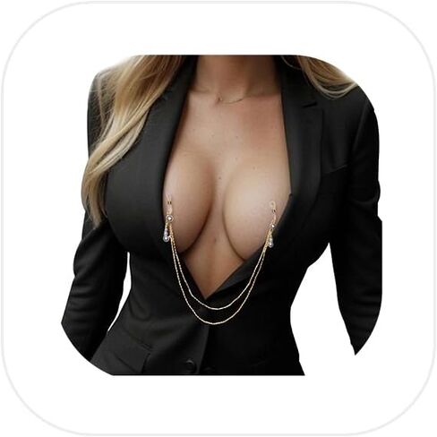 Sexy Pearl Tassel Non Piercing Nipple Chain Jewelry for Women Layered Pearl Chest Chain Body Jewelry Festival Rave Nipple Accessories Jewelry in Saudi Arabia