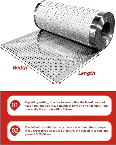 304 Stainless Steel Perforated Sheet - 10mm Hole Metal Mesh Screen, Decorative Mesh for Windowsill, Guardrail, Flower Stand, Durable and Stylish (40x410cm) in Kuwait