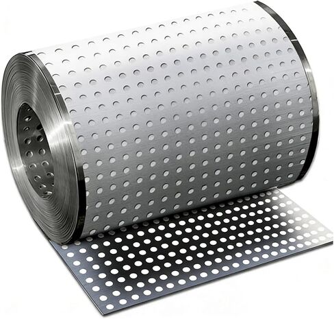 Heavy-Duty Stainless Steel Perforated Sheet Roll, 8mm Hole, 0.3mm Thickness, Ideal for Industrial, Architectural, and DIY Projects - 0.5x15m (1.6x49.2ft) in Kuwait
