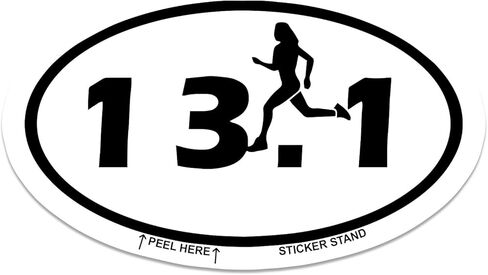 World Design 13.1 Marathon Runner Euro Oval Car Decal/Sticker - Black & White in Kuwait