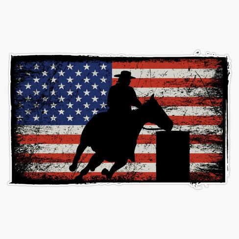 American Flag Distressed American Flag Barrel Racing Decal Vinyl Bumper Sticker 5" in Saudi Arabia