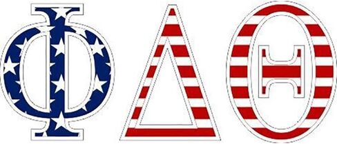 Phi Delta Theta American Flag Greek Letter Sticker - 2.5" Tall in Saudi Arabia