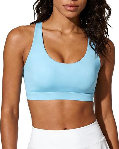 حمالات الصدر الرياضية للنساء ، صدرية رياضية عالية التأثير - Racerback تشغيل حمالة صدرية مبطنة لليوغا ، وتجريب محصول توبخ قمم طويلة الخطوط الطويلة in Kuwait