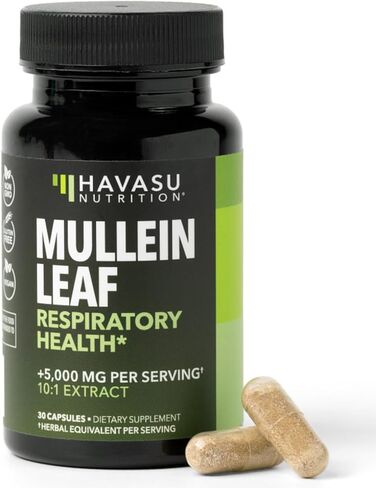 كبسولات أوراق مولين لصحة الجهاز التنفسي - 500 ملغ من مستخلص مولين لدعم الرئة ووظيفة المناعة - عدد 60 - كبسولات نباتية وغير معدلة وراثيًا - مكمل عشبي للصحة اليومية - كمية تكفي لمدة شهرين in Kuwait