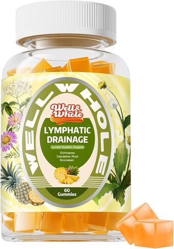 علكات التصريف اللمفاوي بشكل جيد وكامل، مكملات التصريف اللمفاوي مع إشنسا، الهندباء، الأرقطيون، دعم نظام اللمف، تنظيف السموم اللمفاوية ودعم المناعة، الأناناس، فاجان، 60 علكة in Kuwait