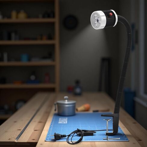 9W Led Machine Work Light, 220V Gooseneck Lamp With Metal Clamp, Waterproof Industrial For Machine Tools, 7.1 In in Saudi Arabia