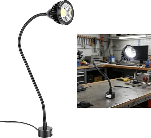 Focket Magnetic Work Light, 1000LM 7W LED Machine Light with Flexible Gooseneck and Magnetic Base, Portable Shop Tool Lamp for Lathe, Sewing Machine, Drill Press, Work Bench (US Plug) in Kuwait