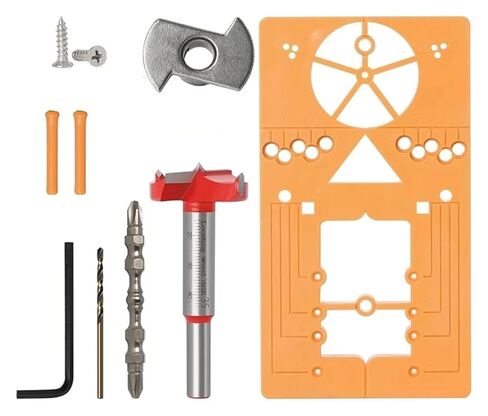 dvj479 35mm Hinge Hole Drilling Guide Locator Set Adjustable Jig Drill Bit Woodworking Door Opener Formwork Cabinet Instal Tool dvj479 in Saudi Arabia