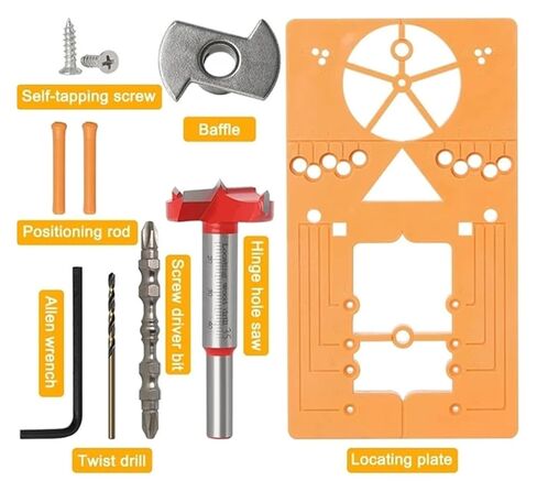 dvj479 35mm Hinge Hole Drilling Guide Locator Set Adjustable Jig Drill Bit Woodworking Door Opener Formwork Cabinet Instal Tool dvj479 in Saudi Arabia