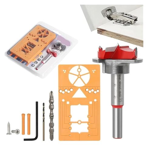 dvj479 35mm Hinge Hole Drilling Guide Locator Set Adjustable Jig Drill Bit Woodworking Door Opener Formwork Cabinet Instal Tool dvj479 in Saudi Arabia