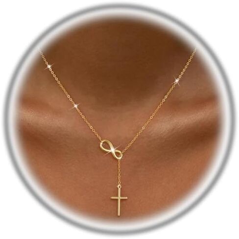 Cross Necklace for Women 14K Gold Plated Y-Necklaces Dainty Cross Faith Pendant Necklaces Minimalist Simple Religious Jewelry in Kuwait