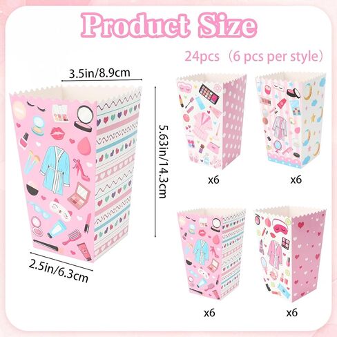 24 Pcs Spa Day Popcorn Boxes Makeup Birthday Party Favor for Girls Food Service Supply Snack Candy Goodie Treat Boxes Popcorn Bucket Containers for Spa Day Makeup Theme Birthday Party in Saudi Arabia