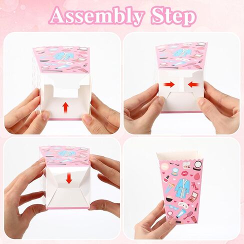 24 Pcs Spa Day Popcorn Boxes Makeup Birthday Party Favor for Girls Food Service Supply Snack Candy Goodie Treat Boxes Popcorn Bucket Containers for Spa Day Makeup Theme Birthday Party in Saudi Arabia