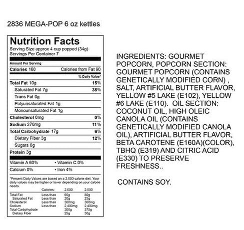 Gold Medal 2611432 Gold Medal Mega Pop Popcorn Butter 8 Oz. 36/Carton (2836) in Saudi Arabia