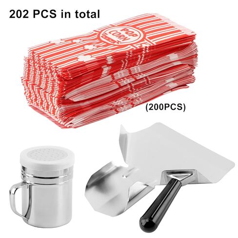 202 قطعة من أكياس الفشار مع مغرفة وشاكر ملح، 1 أونصة صغيرة للوجبات الفردية حاوية الفشار أكياس PopCor-n السائبة للحفلات والمسرح الليلي in Kuwait