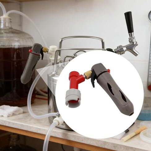 Keg Charging Beer Dispenser, Easy to Use Handheld CO2 Charger for Draft Beer Tap Valve- Distributor Gray Red in Saudi Arabia
