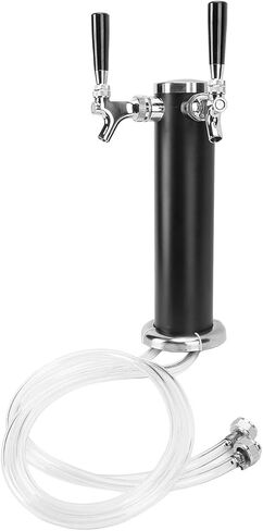 برج Kegerator للبيرة بصنبور مزدوج من ZJchao، موزع بيرة من الفولاذ المقاوم للصدأ مع 2 صنبور تحكم متزامن للاستخدام التجاري في بار الحفلات والحانة والمطعم (أسود) in Kuwait