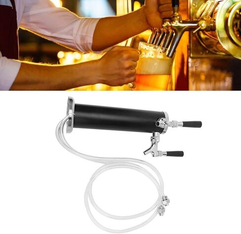 برج Kegerator للبيرة بصنبور مزدوج من ZJchao، موزع بيرة من الفولاذ المقاوم للصدأ مع 2 صنبور تحكم متزامن للاستخدام التجاري في بار الحفلات والحانة والمطعم (أسود) in Kuwait