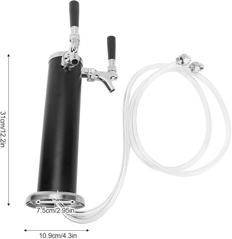 برج Kegerator للبيرة بصنبور مزدوج من ZJchao، موزع بيرة من الفولاذ المقاوم للصدأ مع 2 صنبور تحكم متزامن للاستخدام التجاري في بار الحفلات والحانة والمطعم (أسود) in Kuwait