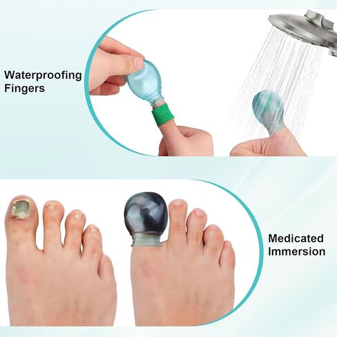 6Pcs Waterproof Toe & Finger Cover,Reusable Silicone Finger tip Protectors for Nail Care, Chapping and Wound Relief - Soft and Comfortable for Bathing, Gardening and Everyday Use (3 Large 3 Small) in Saudi Arabia