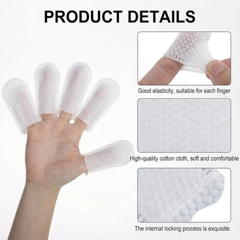 100pcs Cotton Finger Cots, Dog Ear Wipes Finger Ear Fingers Wipes for Dogs Fingers Covers Protection for Tips Gauze Sleeve, Breathable, Sweat Resistant Perfect for Work, Nails Cleaning(White) in Saudi Arabia