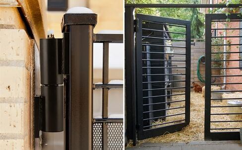 Heavy Duty Gate Hinges 5 Inches - 2 Pack Black Iron Door Hinge Barrel Style 450 Lbs Capacity for Swing Door Trailer Ramp Gate - Weld On Install in Saudi Arabia