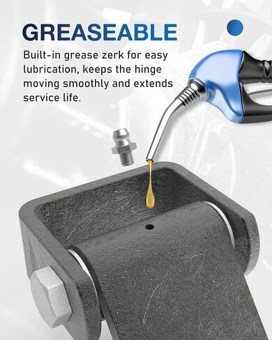 Weld on Trailer Hinges (Pack of 4), Heavy-Duty Greaseable Strap Hinge, Steel Trailer Gate/Dump Door Hinge, Strap Style Short Leaf in Kuwait