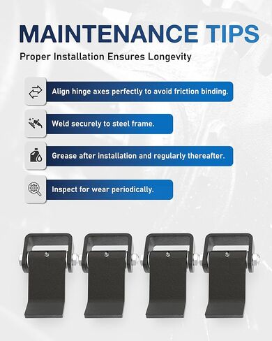 Weld on Trailer Hinges (Pack of 4), Heavy-Duty Greaseable Strap Hinge, Steel Trailer Gate/Dump Door Hinge, Strap Style Short Leaf in Kuwait