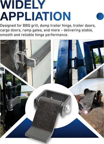 Weld on Trailer Hinges (Pack of 4), Heavy-Duty Greaseable Strap Hinge, Steel Trailer Gate/Dump Door Hinge, Strap Style Short Leaf in Kuwait