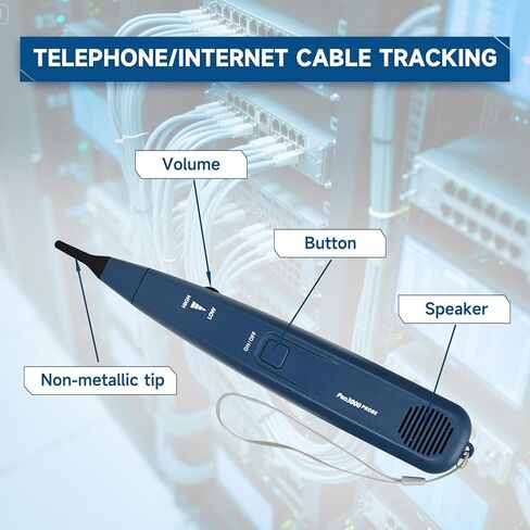Pro 3000 Tone Generator and Probe Kit with Cable Stripper, Tone Generator Wire Tracer, Handheld Telephone Line Finder with SmartTone Technology, for Flat or Round Cat5 Cat6 Wire in Kuwait
