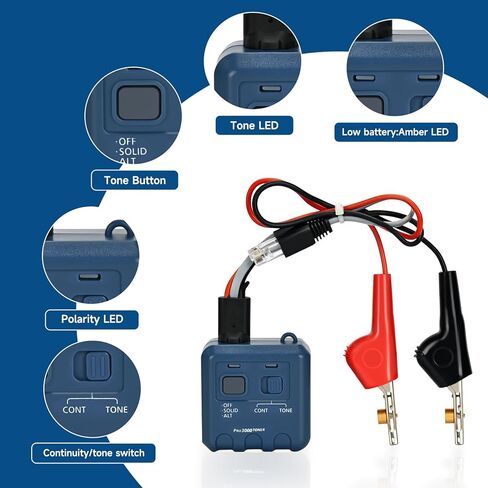 Pro 3000 Tone Generator and Probe Kit with Cable Stripper, Tone Generator Wire Tracer, Handheld Telephone Line Finder with SmartTone Technology, for Flat or Round Cat5 Cat6 Wire in Kuwait