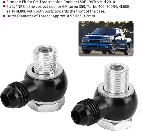 Keenso Banjo Fittings, 6AN x 1 / 4NPSM Oil Cooler 90ｰ Banjo Fittings Connecter Fit for Transmission Cooler 4L80E 19(B) Automatic And Accessories in Saudi Arabia