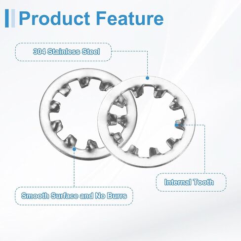 uxcell 20Pcs 5/8 Internal Tooth Lock Washer, 304 Stainless Steel Multi-Tooth Star Washer Locking Fastener, Silver Tone in Saudi Arabia