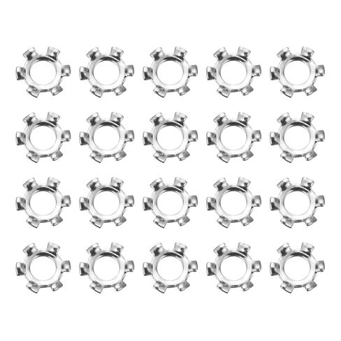 uxcell 50Pcs 6# External Tooth Lock Washer, 304 Stainless Steel Multi-Tooth Star Washer Locking Fastener, Silver Tone in Saudi Arabia