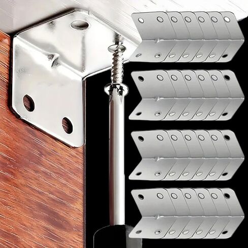 10pcs 90 Degree Connection Brackets L-Shaped Furniture Cabinet Table Chair Corner Connector Fastener Hardware Accessories (4 Holes) in Saudi Arabia