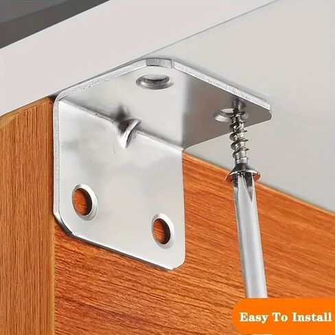 10pcs 90 Degree Connection Brackets L-Shaped Furniture Cabinet Table Chair Corner Connector Fastener Hardware Accessories (4 Holes) in Saudi Arabia