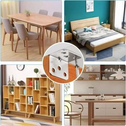 10pcs 90 Degree Connection Brackets L-Shaped Furniture Cabinet Table Chair Corner Connector Fastener Hardware Accessories (4 Holes) in Saudi Arabia