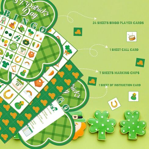 YQUQWN 24 Player St. Patrick's Day Bingo Games Shamrock Theme Bingo Cards for St. Patrick's Party Supplies St. Patrick's Day Games Bingo Game Gifts in Saudi Arabia