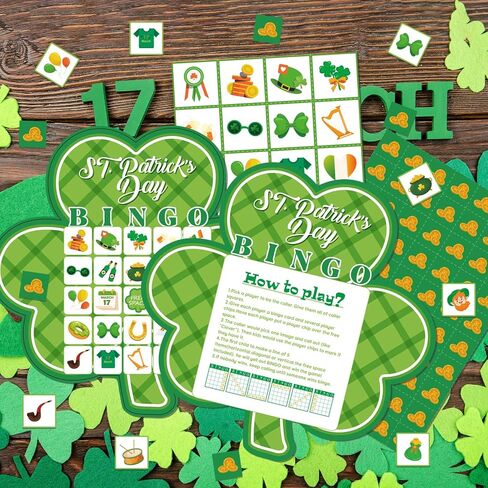 YQUQWN 24 Player St. Patrick's Day Bingo Games Shamrock Theme Bingo Cards for St. Patrick's Party Supplies St. Patrick's Day Games Bingo Game Gifts in Saudi Arabia