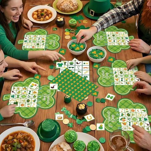 YQUQWN 24 Player St. Patrick's Day Bingo Games Shamrock Theme Bingo Cards for St. Patrick's Party Supplies St. Patrick's Day Games Bingo Game Gifts in Saudi Arabia