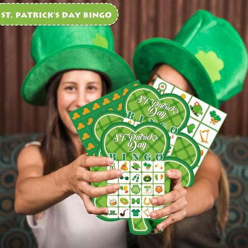 YQUQWN 24 Player St. Patrick's Day Bingo Games Shamrock Theme Bingo Cards for St. Patrick's Party Supplies St. Patrick's Day Games Bingo Game Gifts in Saudi Arabia