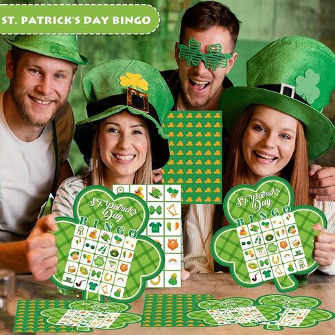 YQUQWN 24 Player St. Patrick's Day Bingo Games Shamrock Theme Bingo Cards for St. Patrick's Party Supplies St. Patrick's Day Games Bingo Game Gifts in Saudi Arabia
