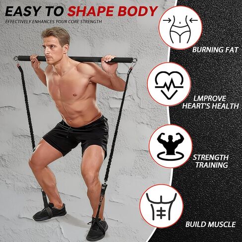 شريط شريط مقاومة، قابل للتعديل من 27 بوصة إلى 41 بوصة، شريط بيلاتيس محمول، شريط مستقيم لتدريب المقاومة، شريط تمارين اللياقة البدنية في المنزل in Kuwait