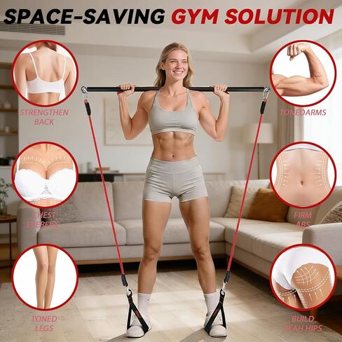 شريط شريط مقاومة، قابل للتعديل من 27 بوصة إلى 41 بوصة، شريط بيلاتيس محمول، شريط مستقيم لتدريب المقاومة، شريط تمارين اللياقة البدنية في المنزل in Kuwait