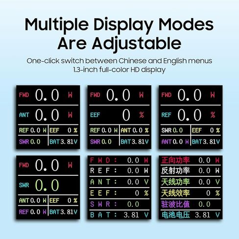 CQV-SWR120 120 وات SWR ومقياس الموجة الدائمة للطاقة، وظيفة إنذار الموجة الدائمة، شاشة عالية الدقة بالألوان الكاملة FM-AM-SSB in Kuwait