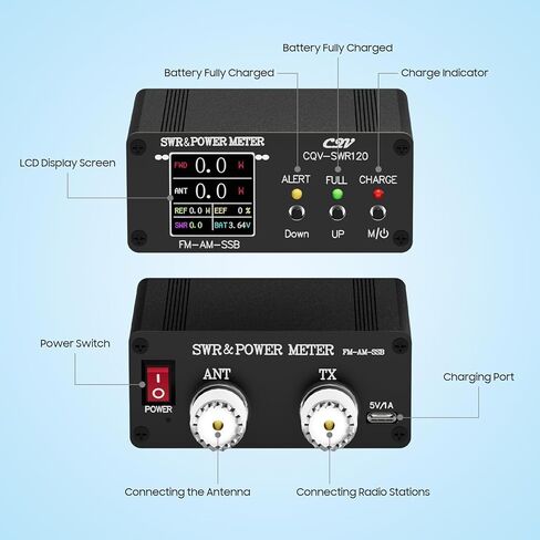 CQV-SWR120 120 وات SWR ومقياس الموجة الدائمة للطاقة، وظيفة إنذار الموجة الدائمة، شاشة عالية الدقة بالألوان الكاملة FM-AM-SSB in Kuwait