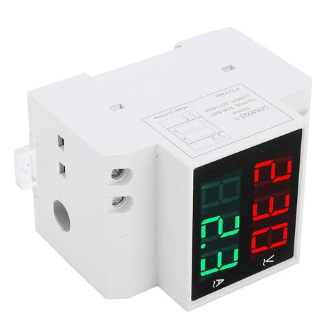 AC DIN Rail Meter, Single Phase Dual LED Display Voltmeter Ammeter Voltage Current Meter with 0.5 Inch Large Font for Easy Reading, 80 300V 0.1 99.9A in Saudi Arabia