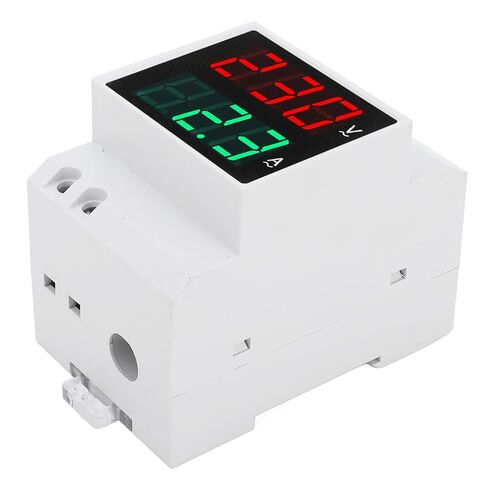 AC DIN Rail Meter, Single Phase Dual LED Display Voltmeter Ammeter Voltage Current Meter with 0.5 Inch Large Font for Easy Reading, 80 300V 0.1 99.9A in Saudi Arabia