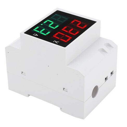 AC DIN Rail Meter, Single Phase Dual LED Display Voltmeter Ammeter Voltage Current Meter with 0.5 Inch Large Font for Easy Reading, 80 300V 0.1 99.9A in Saudi Arabia